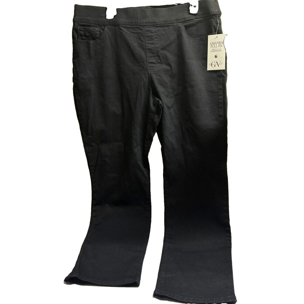 NWT Gloria Vanderbilt Amanda Pull On Jeans Black Straight Leg 16P High Rise